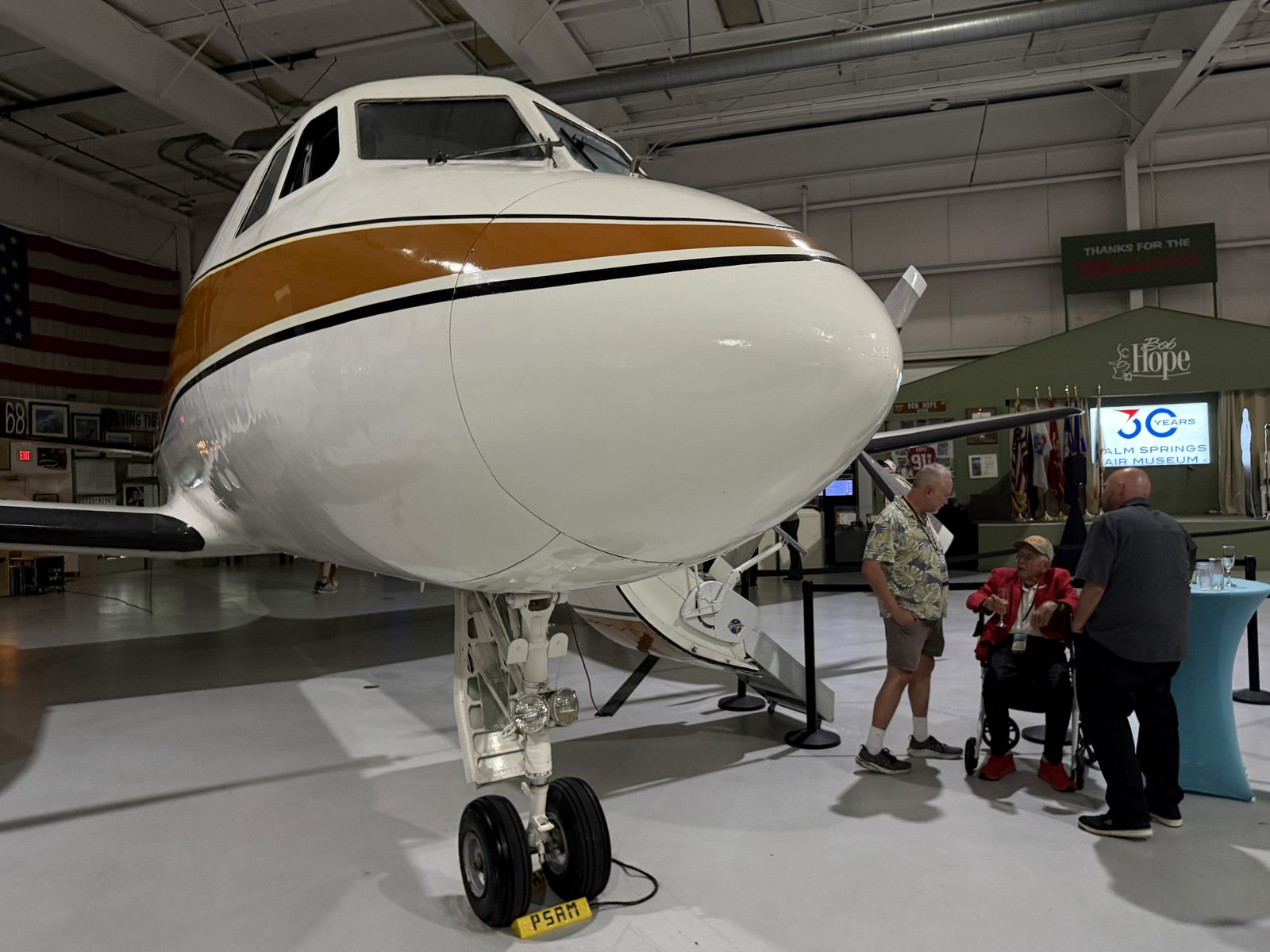 The Gulfstream I at the Palm Springs Air Museum. Its restored interior is designed to resemble the cabin as it looked when Walt Disney flew aboard in the 1960s.